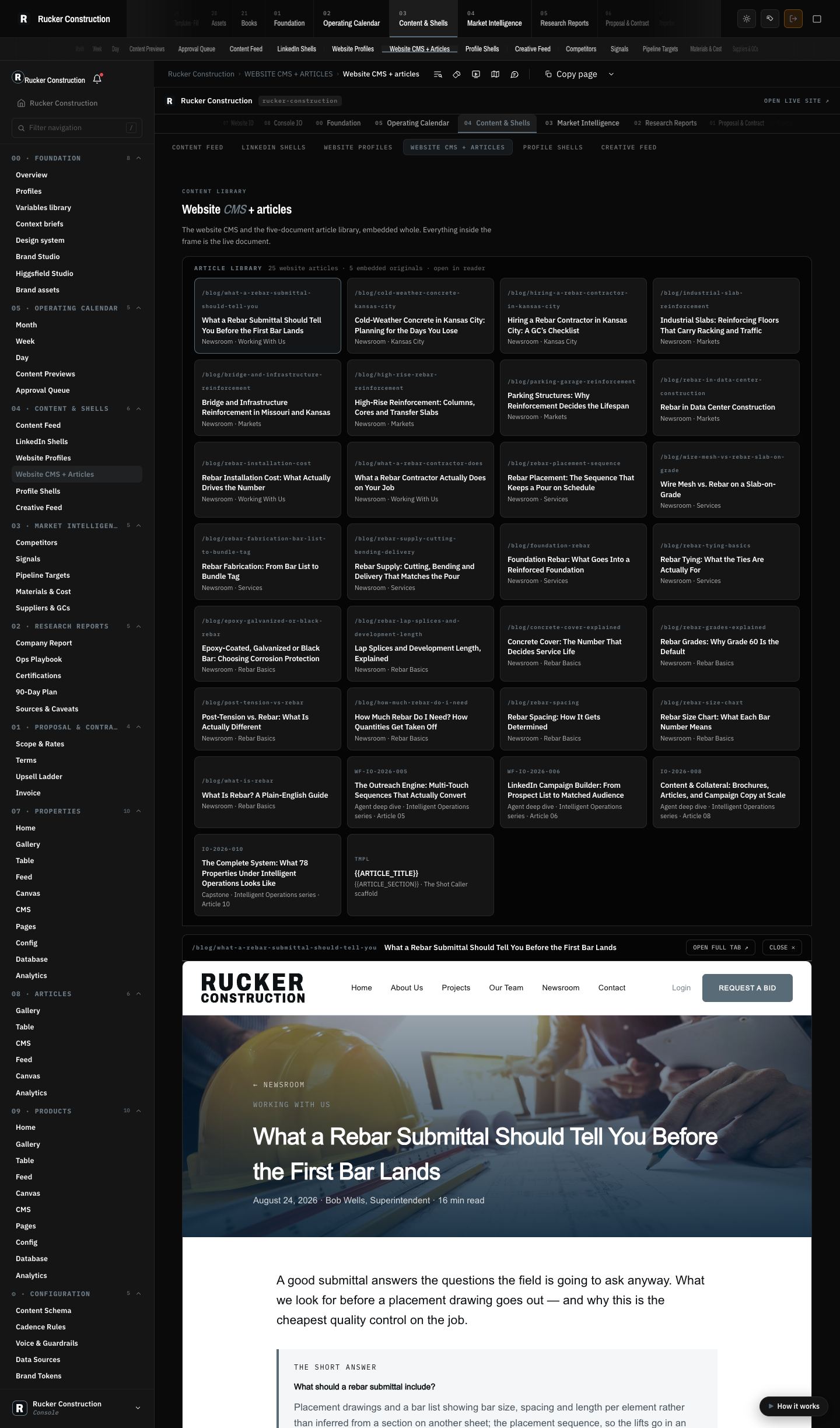 Rucker Construction: Content CMS