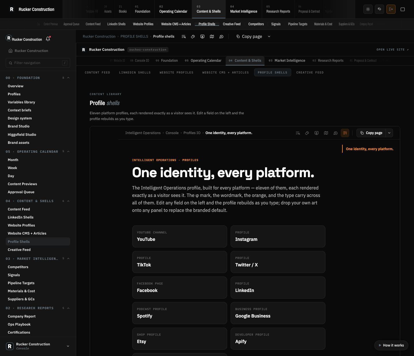 Rucker Construction: Content shells