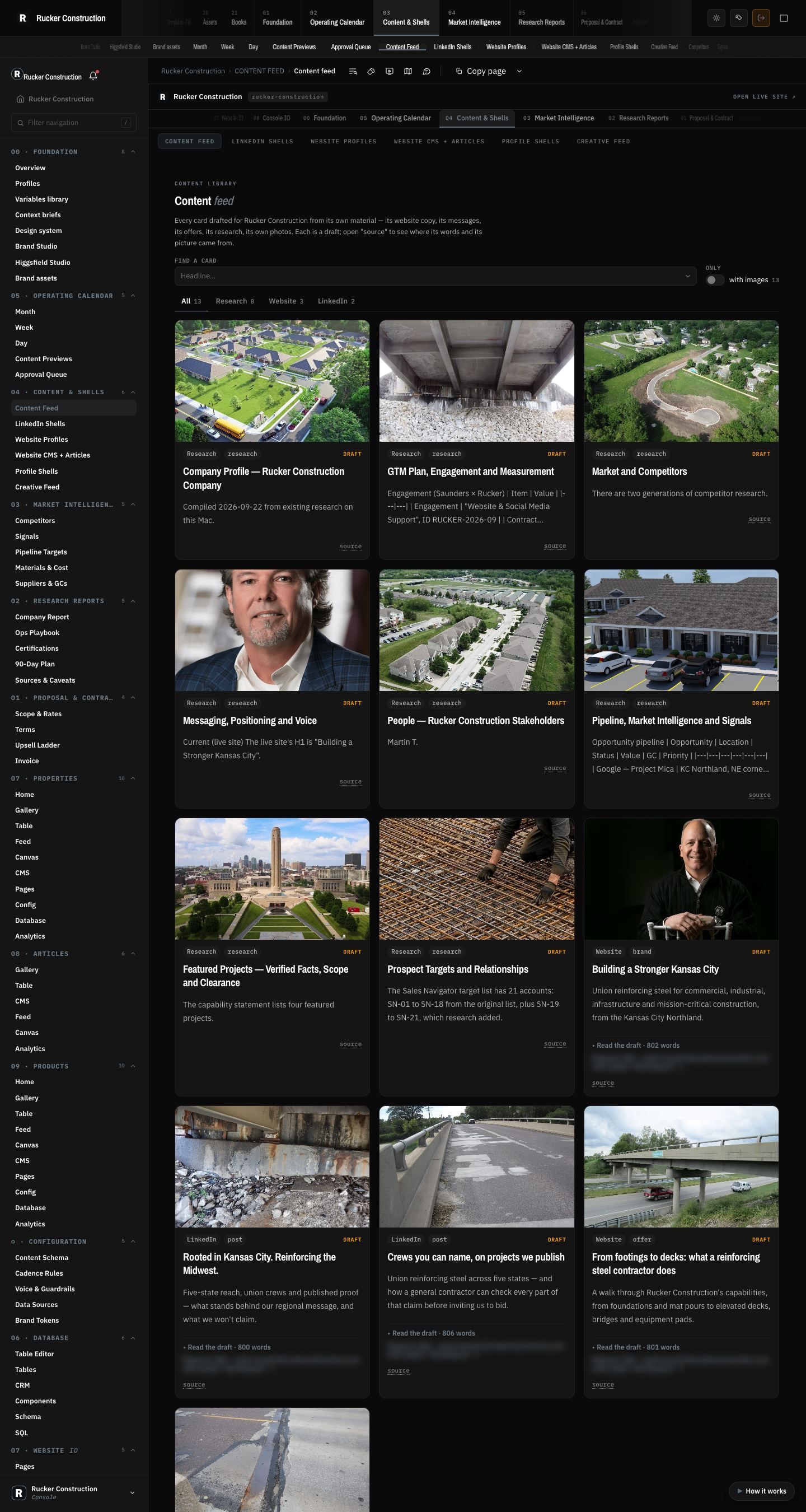 Rucker Construction: Content feed