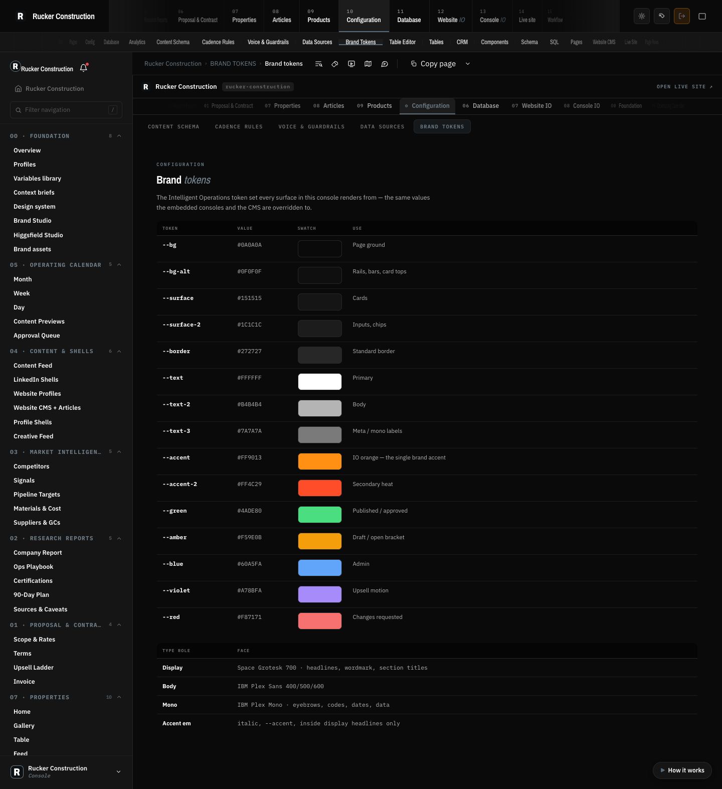 Rucker Construction: Design tokens