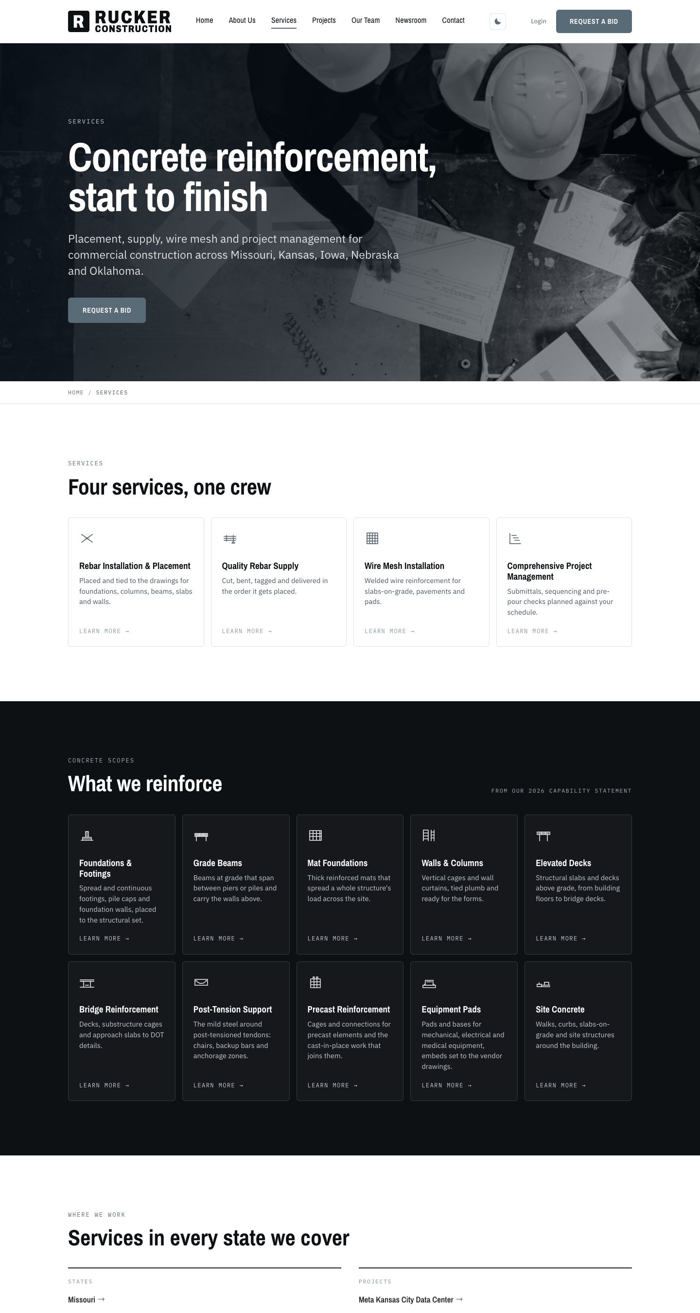 Rucker Construction: Website — Services