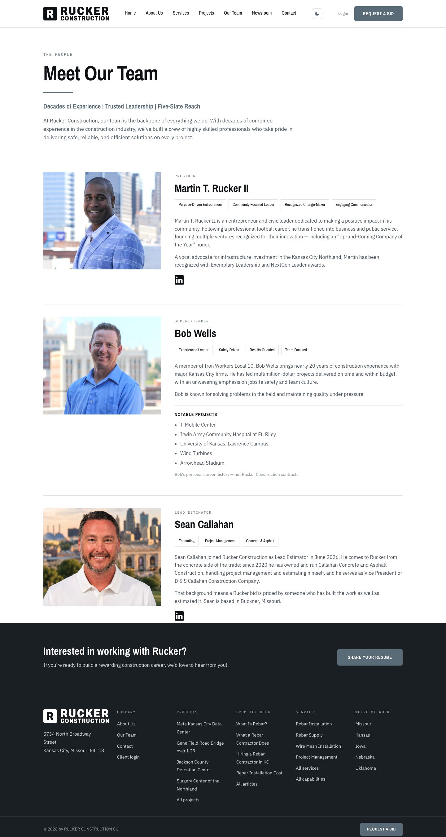 Rucker Construction: Website — Our Team