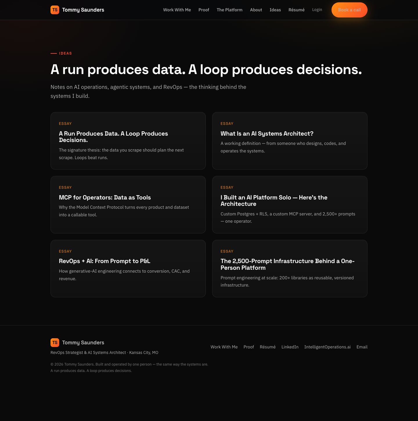 Tommy Saunders: Website — Ideas