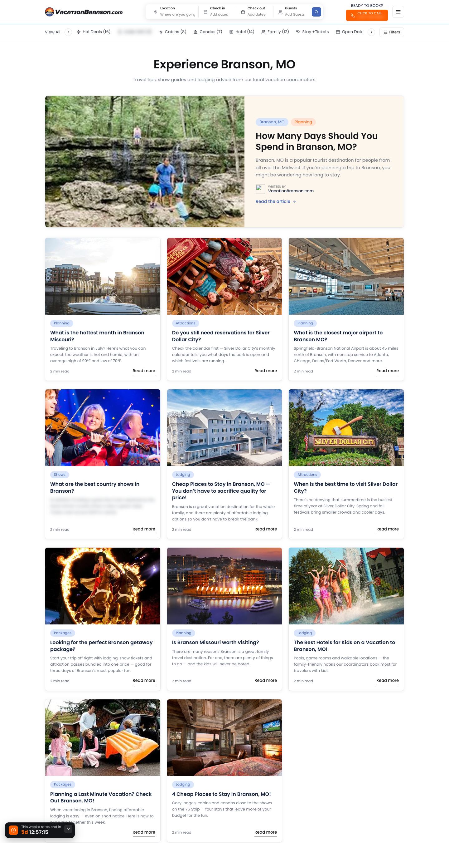 Vacation Branson: Website — Blog