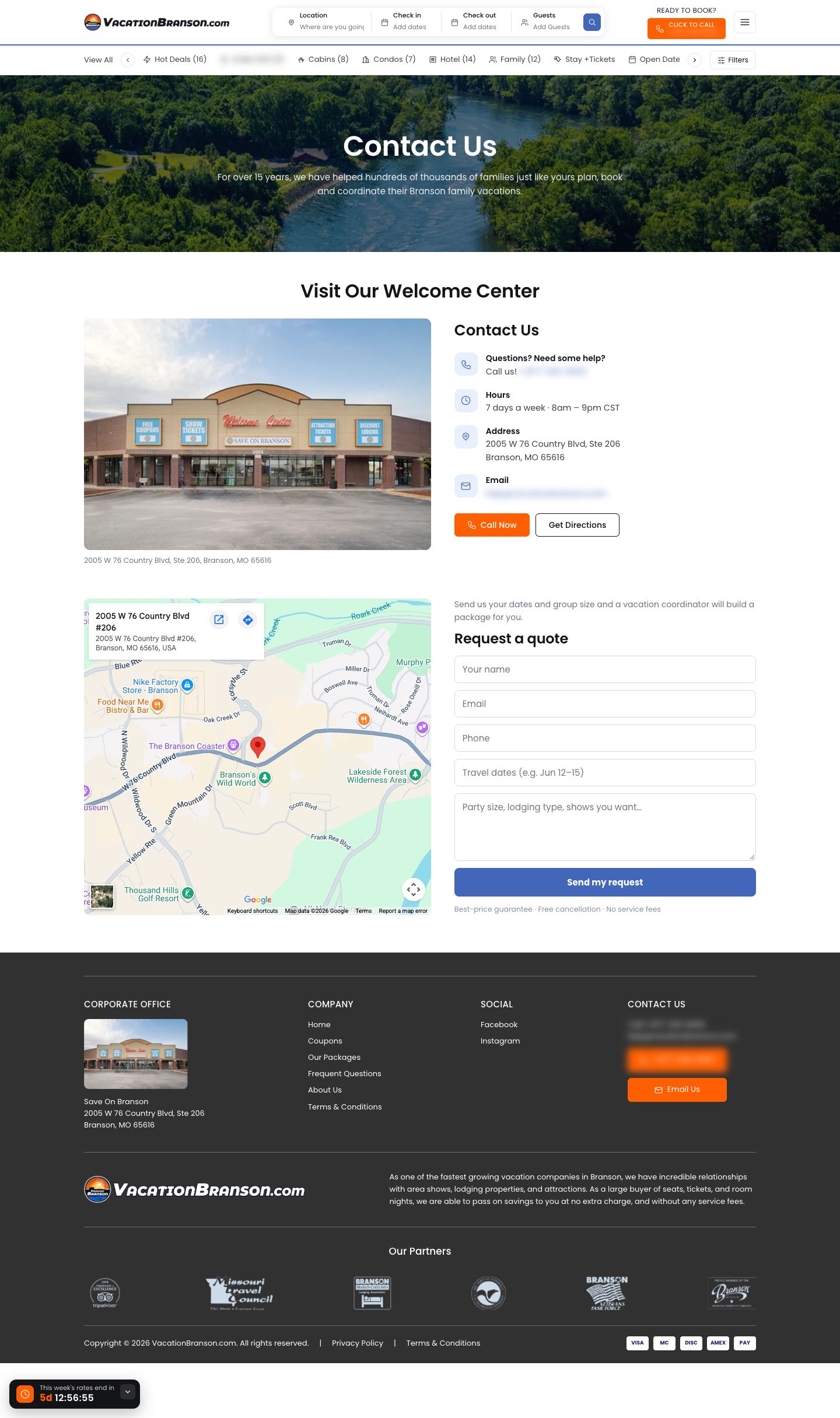 Vacation Branson: Website — Contact