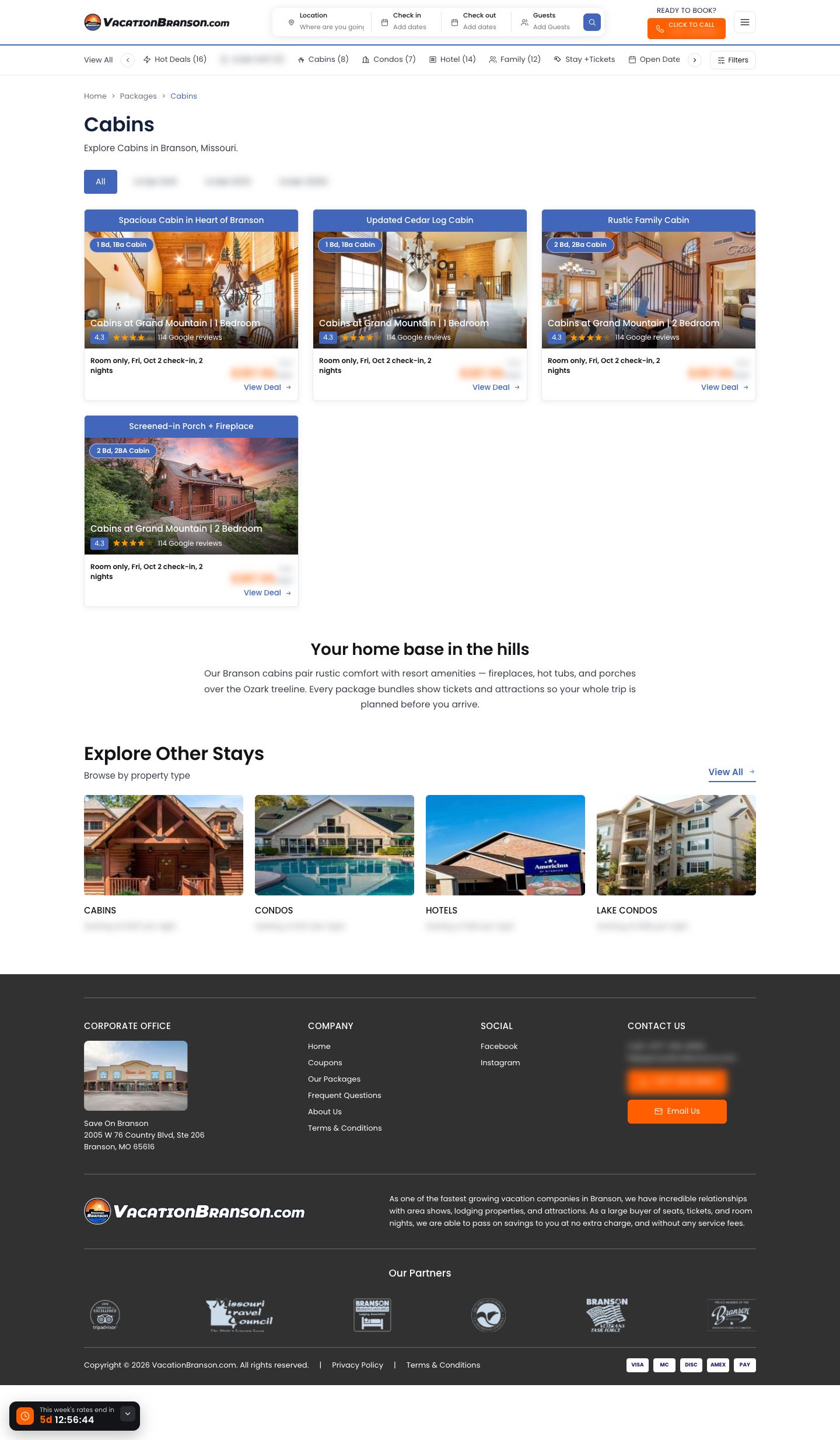 Vacation Branson: Website — Cabins (8)