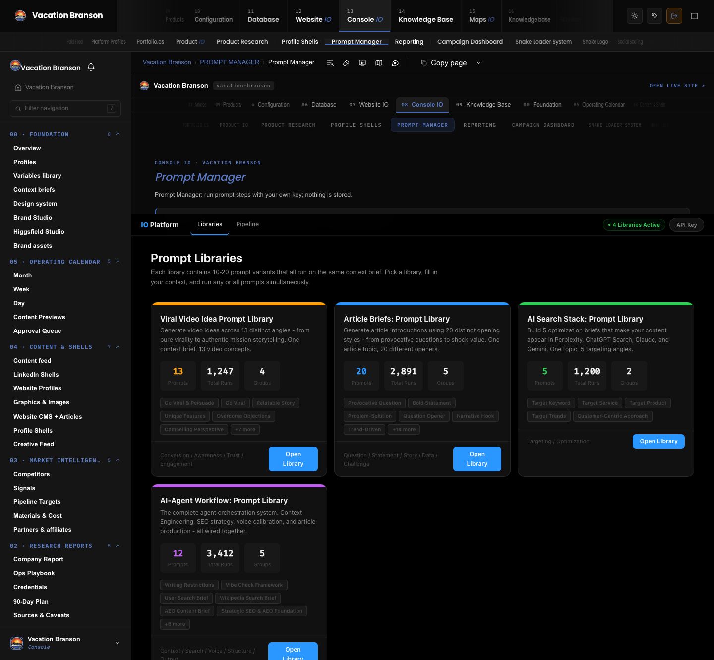 Vacation Branson: Prompt library workflows