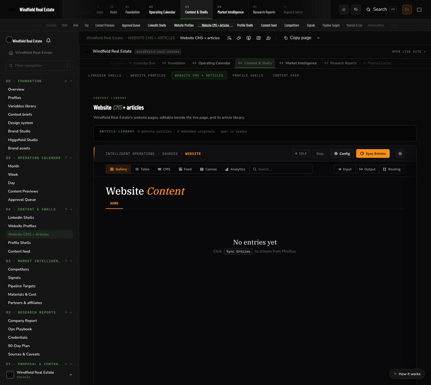 Windfield Real Estate: Content CMS