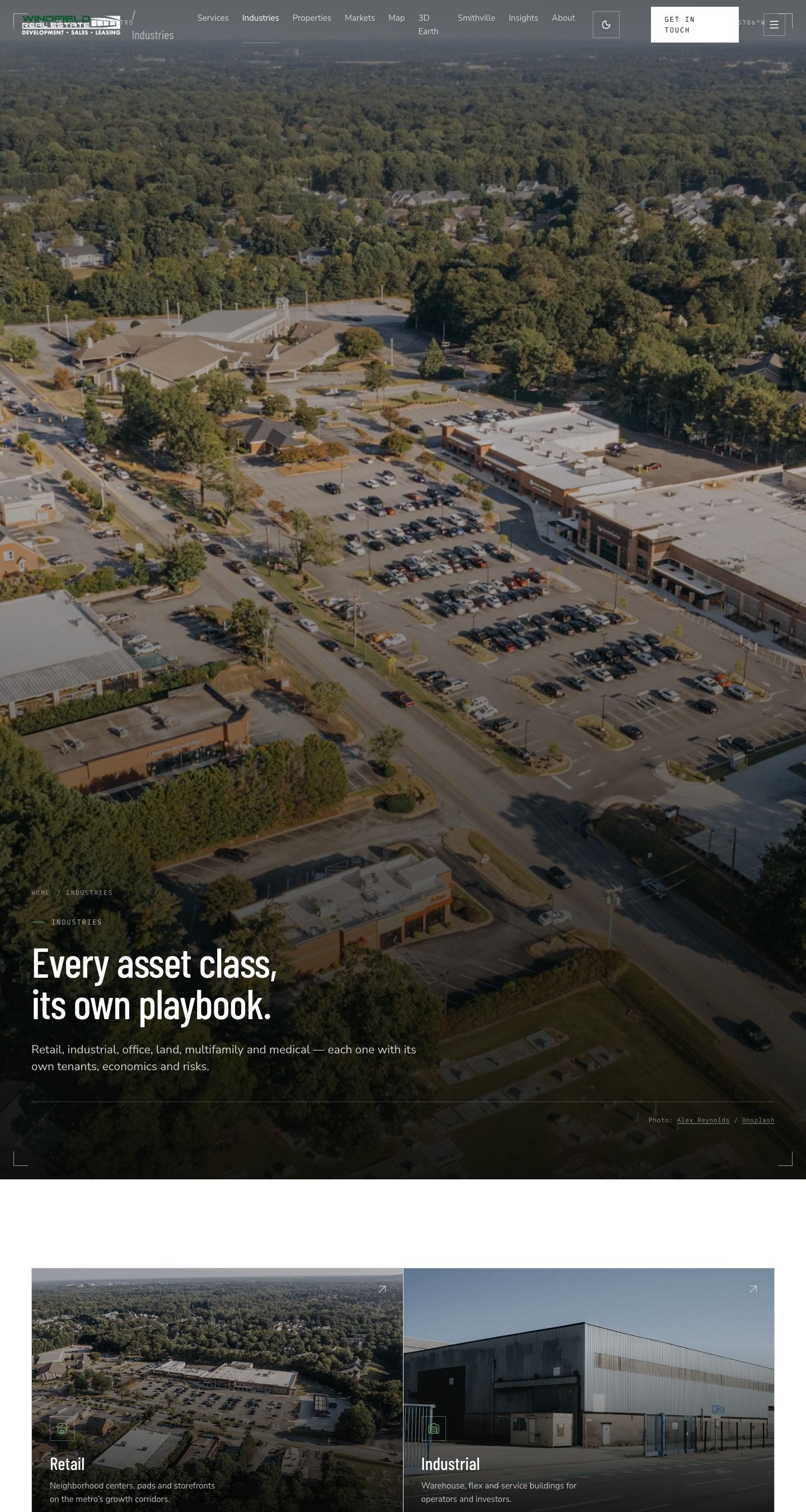 Windfield Real Estate: Website — Industries