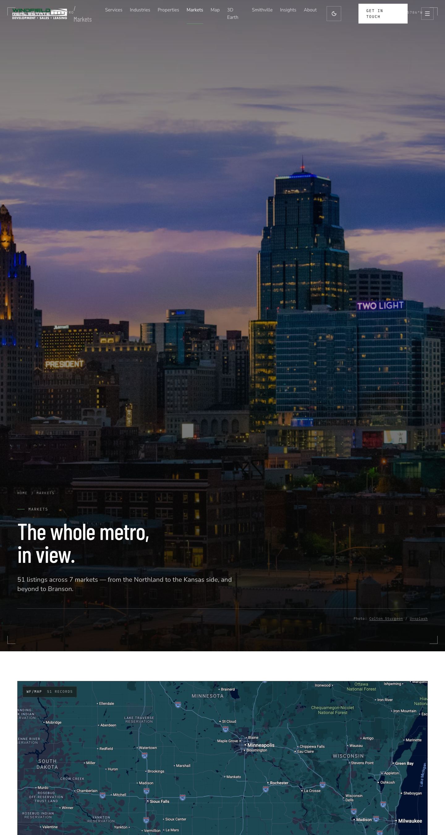 Windfield Real Estate: Website — Markets