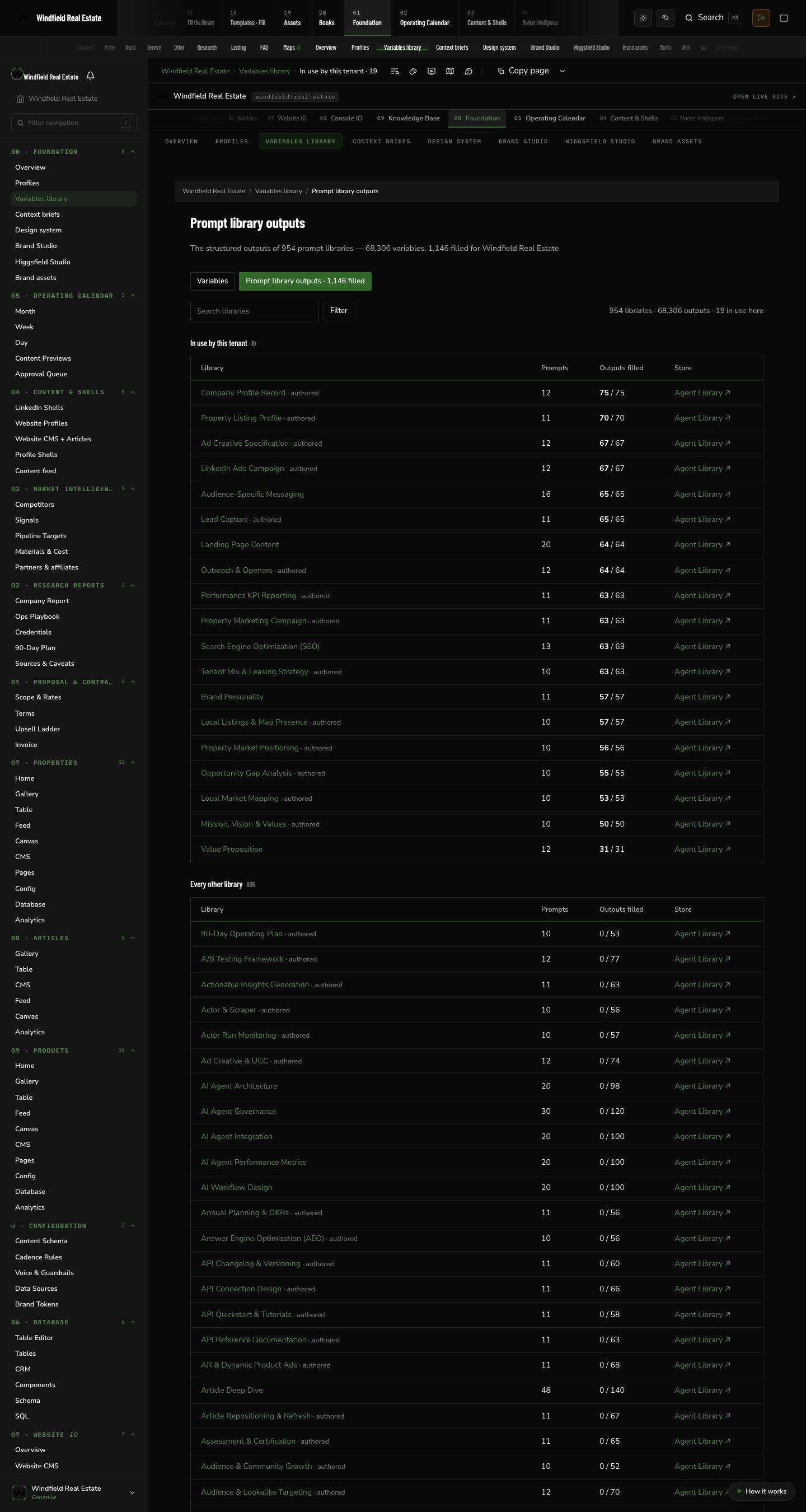 Windfield Real Estate: Prompt library outputs