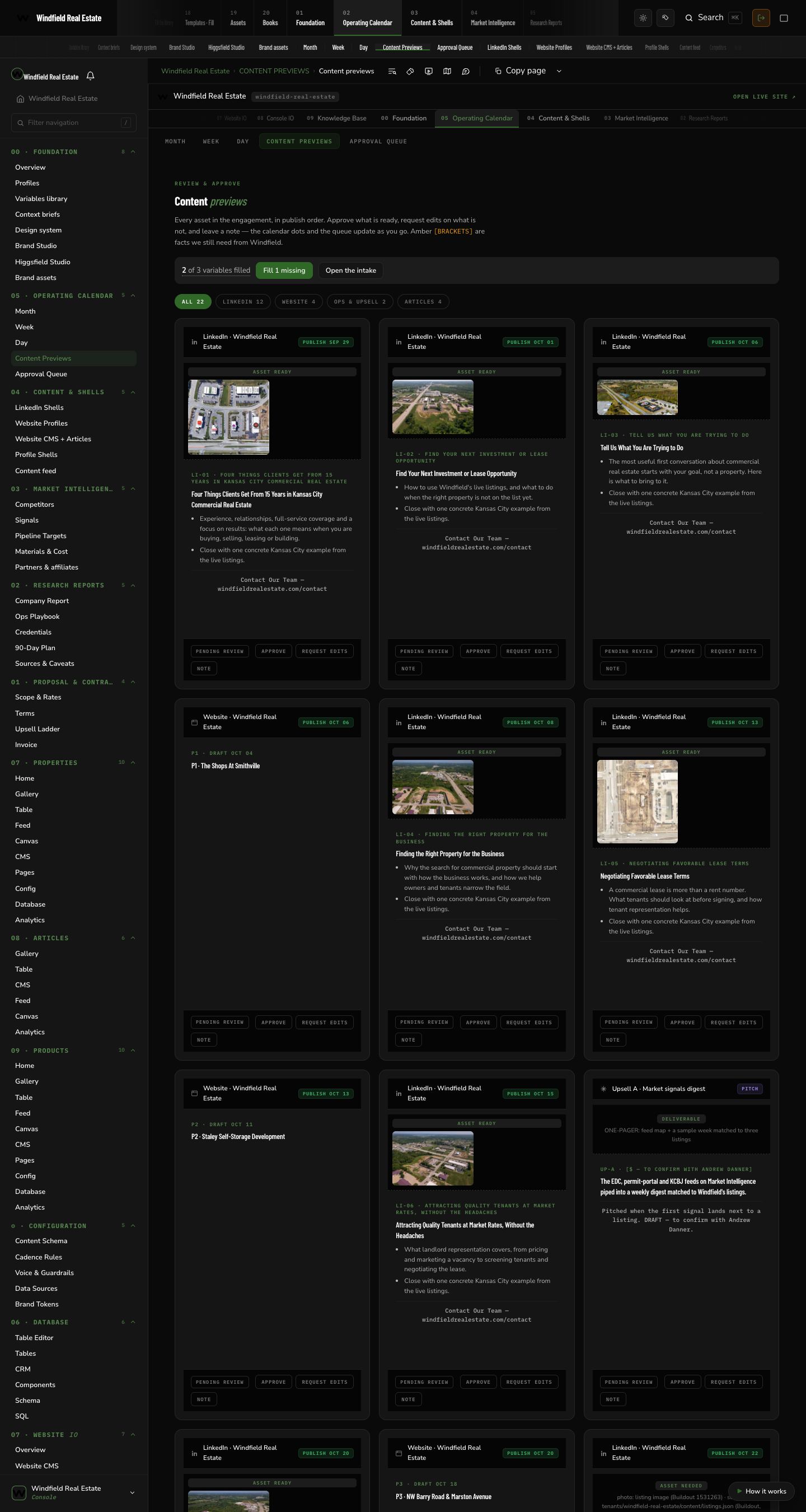 Windfield Real Estate: Content previews